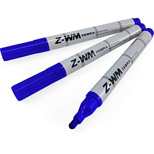 Zebra Z-WM Whiteboard Marker Pen - 2.0mm Bullet Tip - Blue - Pack of 3