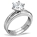 Devuggo His Hers Stainless Steel Men's Band Women Cubic Zirconia Round Cut Wedding Engagement Ring Set