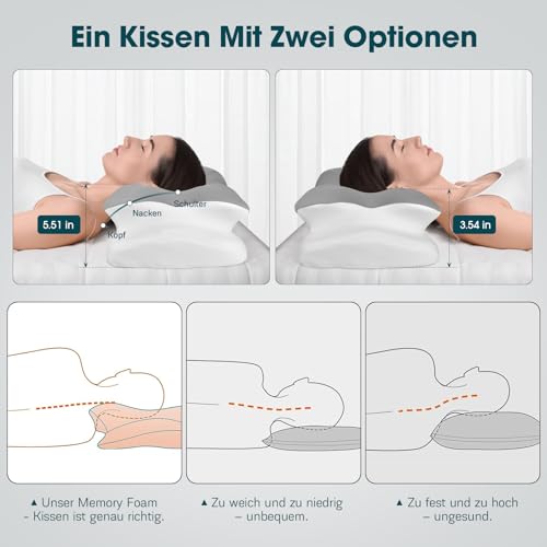 Fwiull Neck Pillow, Anti Snoring Pillow, Memory Foam Pillow, Ergonomic, Neck Support Pillow, Orthopaedic, Neck Pillow, Side Sleeper for Sides, Back and Stomach Sleepers (Butterfly)