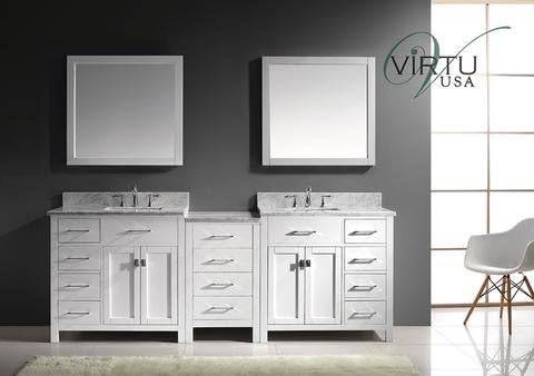 Virtu USA MD-2193-WMSQ-WH 93-Inch Caroline Parkway Double Square Sink Bathroom Vanity, White
