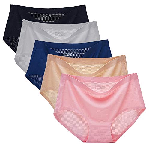 5-pack womens seamless panties, ice silk underwear for women girl…