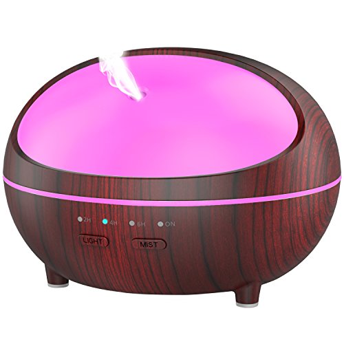 Essential Oil Diffuser, 300ml Wood Grain Aromatherapy Diffuser Portable Aroma Diffuser Ultrasonic Cool Mist Humidifier with Timer Set 7 LED Lights Waterless Auto Shut-off for Baby Home Office Gift Set