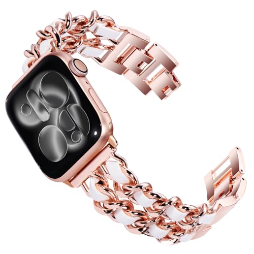 Rose Gold with White Leather