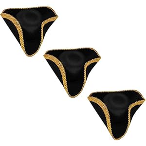 Colonial Style Tricorn Hat - Revolutionary War Deluxe Hats (3 Pack)