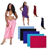 1 World Sarongs Womens PLUS Size Solid FRINGELESS Swimsuit Sarong