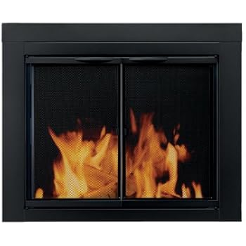 Pleasant Hearth AN-1012 Alpine Fireplace Glass Door, Black, Large
