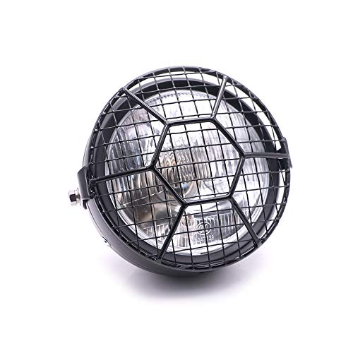 Side Mount Metal Square Football Net Mask Cover Headlight Cafe Racer Bike Custom