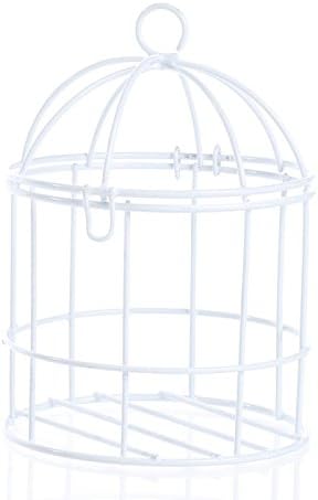 Set of 6 White Metal Mini Birdcages