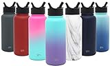 Simple Modern 22 oz Summit Water Bottle with Straw Lid - Vacuum Insulated Powder Coated Reuseable Thermos 18/8 Stainless Steel Flask - Tropical Seas