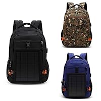 FashionSun Solar Powered Backpack with USB Charging Port Oxford Travel Backpack School Daypack Laptop Backpack (Black)
