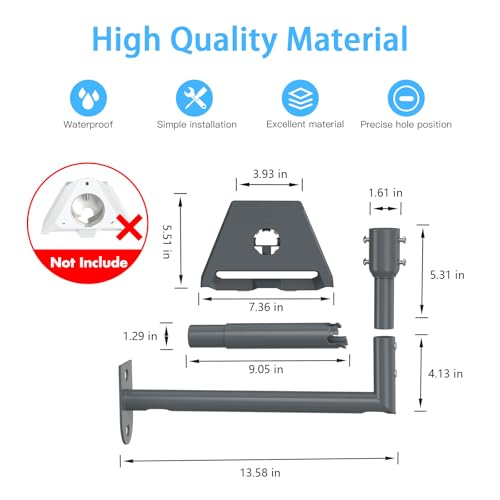 XLTTYWL Starlink Gen 3 Bracket, 360° Adjustable V3 Starlink Wall Mount, Starlink Gen3 Mast Mounting Kit with Starlink Gen 3 Pipe Adapter for Starlink Standard 4/4X/Gen 3/V2/Enterprise