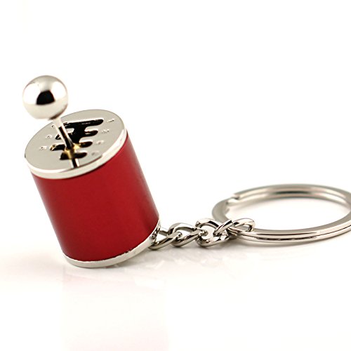 Maycom Creative Auto Part Model Gear Box Keychain Six-Speed Manual Transmission Shift Lever Keyring Key Chain Ring Keyrings Keyfob (Wine Red)