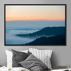 signwin Framed Canvas Wall Art Orange Sunset Abstract...