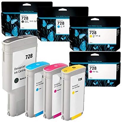 Toner Spot Remanufactured Full Color Set Ink Cartridges Replacement for HP 728 F9J68A, F9J67A, F9J66A, F9J65A - Matte Black, Cyan, Magenta, Yellow