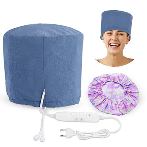 Upgrade Heating Cap for Hair Spa Beauty Steamer Nourishing Hat Hair Thermal Treatment Cap with 2 Mode Temperature Control, Blue