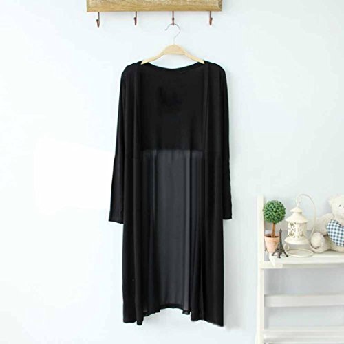 Tsmile Fashion Women Cardigan Kimono Coat Boho Beach Chiffon Solid Color Long Tops Kaftan Maxi Coat (Black) - Thumbnail 4
