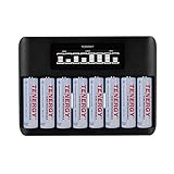 Tenergy TN480U 8-Bay LCD Display Fast Charger for NiMH AA AAA Rechargeable Batteries and 8pcs 2500mah AA Rechargeable Batteries