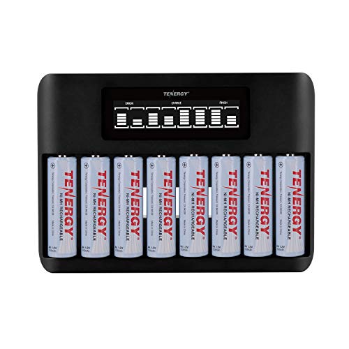 Tenergy TN480U 8-Bay LCD Display Fast Charger for NiMH AA AAA Rechargeable Batteries and 8pcs 2500mah AA Rechargeable Batteries