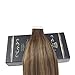Ugeat 14Inch Remy Real Human Hair Brazilian Micro Loop Hair Extensions Dark Brown Ombre Medium Brown Mix Bleach Blonde Full Head Micro Loop Hair Extensions