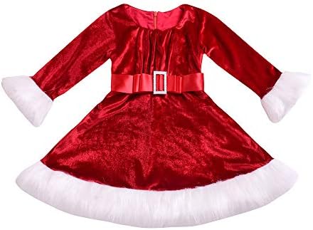 Girl Christmas Costume,Kehome Kid Toddler Girl Winter Warm Dresses Red Princess Dress Party Fluffy Xmas Santa Dress
