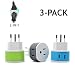 Switzerland Power Plug Adapter by OREI with 2 USA Inputs - Travel 3 Pack - Type J (US-11A) Safe Grounded Use with Cell Phones, Laptop, Camera Chargers, CPAP, and More primary