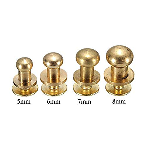 SummerHome Solid Brass Round Head Stud Screw Nail Rivet Button Screw Back Spots for Leather DIY,5mm,Pack of 25