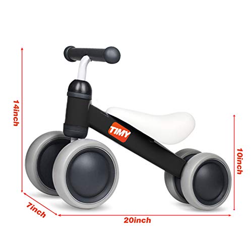 Timy Baby Balance Bike for 1 Year Old Kids Riding Toys for 10-24 Months Toddler No Pedal 4 Wheels Boy Girl First Birthday Gift