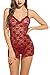 Avidlove Sexy Lingerie for Women Babydoll Sleepwear Lace Chemises Set Dark Red S