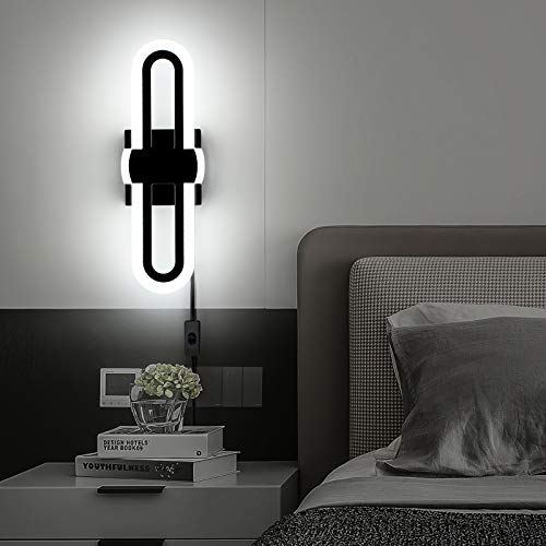 Leelike Wall Light Plug in, 15W/900LM 6000K Cool White Wall Sconces