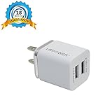 Dual USB Wall Charger HV® Universal Power Adapter for iPhone and Android smartphones (Silver/ White)