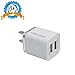 Dual USB Wall Charger HV® Universal Power Adapter for iPhone and Android smartphones (Silver/ White)