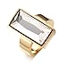 Stainless Steel Gold Plated Rectangular White Glass Crystal Ring for Women,Best Friend Gift,Size 7