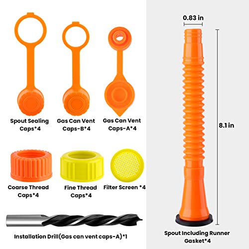Gas Can Spout Replacement, Gas Can Nozzle Kit with Screw Collar Caps