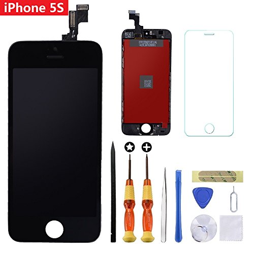 For Black iPhone 5S 4.0 inch Screen Replacement Retian LCD Touch Screen Digitizer Fram Assembly Full Set with Tempered Glass Screen Protector + Tools + Instructions by Brinonac - Thumbnail 5