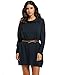 Zeagoo Women Cowl Collar Raglan Sleeve Solid Loose Pullover Hoodie Dress (Large, Navy Blue)