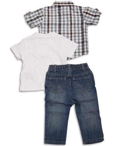 Kenneth Cole Reaction - Baby Boys 3 Piece Short Sleeve Jean Pant Set