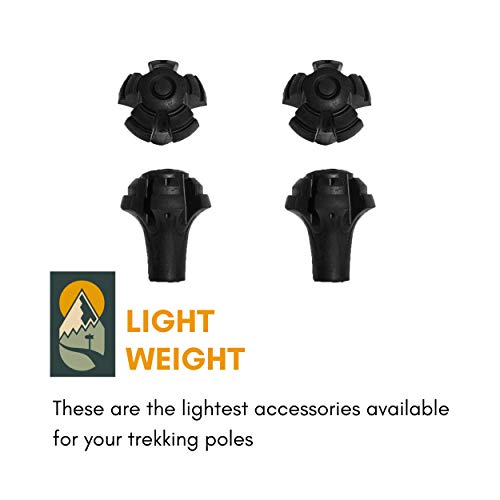 Hiker Hunger Extra Durable Rubber Tips, Paws, Ferrules: Accessories & Replacements for Trekking Poles (4 Pack)