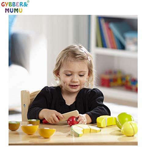GYBBER&MUMU Play Food Cutting Fruits Vegetables Pretend Food Playset Kitchen Toys Fun [Solid Wood] Educational Early Age Basic Skills Development 40pcs Set - Thumbnail 6