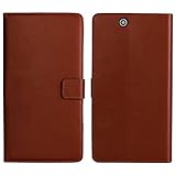 Sony Xperia Z Ultra XL39h Case, iCoverCase Genuine Leather [Card Slot] Wallet Cover Flip Phone Shell [Magnetic Closure] Kickstand Case for Sony Xperia Z Ultra XL39h C6802 C6806 C6833 (Brown)