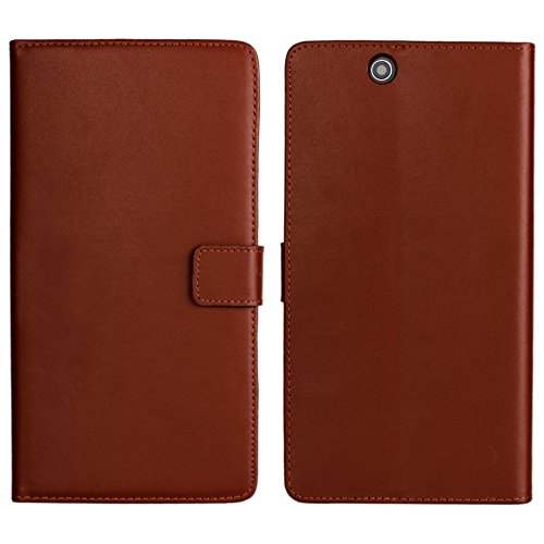 Sony Xperia Z Ultra XL39h Case, iCoverCase Genuine Leather [Card Slot] Wallet Cover Flip Phone Shell [Magnetic Closure] Kickstand Case for Sony Xperia Z Ultra XL39h C6802 C6806 C6833 (Brown)