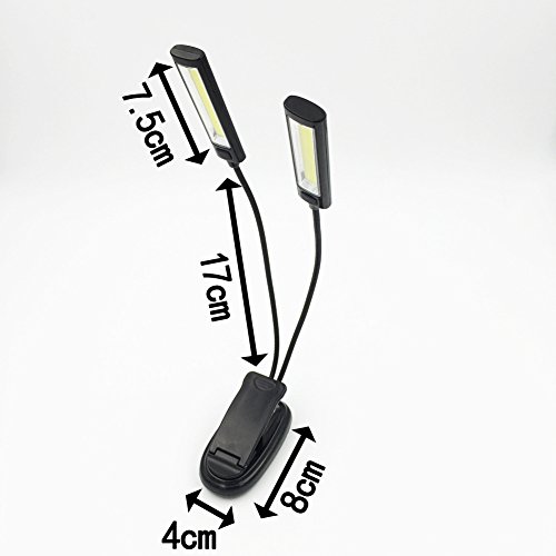 iMagitek Eye-Care LED COB Book Light, Sturdy Adjustable Clip On Bed Reading Light, Music Stand Lamp with 2 Flexible Arms, Perfect for Bookworms & Music Players