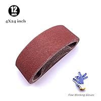 Belt Sander 4x24 Sanding Belt, Belt Sander Paper 4x24 for Knife Making, 2 Each of 60 80 120 150 240 400 Grits,12 Pack(4x24 Inch)