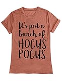 ZXH Women It's Just A Bunch of Hocus Pocus Letter Print T-Shirt Casual Round Neck Short SleeveTee Tops Blouse