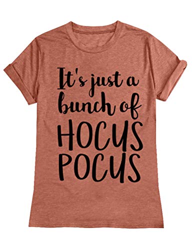 ZXH Women It's Just A Bunch of Hocus Pocus Letter Print T-Shirt Casual Round Neck Short SleeveTee Tops Blouse