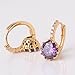 GULICX Cubic Zirconia Yellow Gold Tone Round Created Amethyst Purple Stone Hoop Earrings