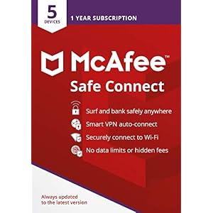 McAfee Safe Connect Premium VPN 2021, 5 Devices, Secure Internet Protection for Windows/Android/iOS – 1 year, Key Card