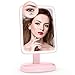 EASEHOLD Lighted Vanity Mirror LED Make Up Mirror Table 10.7 in with 37 LED Lights Detachable 10X Magnifying Spot Mirror Stepless Dimming 180 Degree Rotation Countertop Cosmetic Bathroom (Pink)