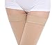 TOFLY® Medical Thigh High Compression Stockings Footless for Women & Men, Opaque Support Hose, 20-30mmHg Graduated Compression Socks with Silicone Band for Varicose Veins, Edema, DVT, 1 Pair Beige M