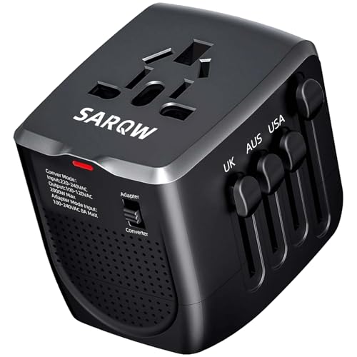 SARQW Travel Converter Adapter Voltage Converter That Steps Down 220 Volts to 110 Volts for use in Over 200 Countries,Including The U.S., U.K., Europe, and Australia