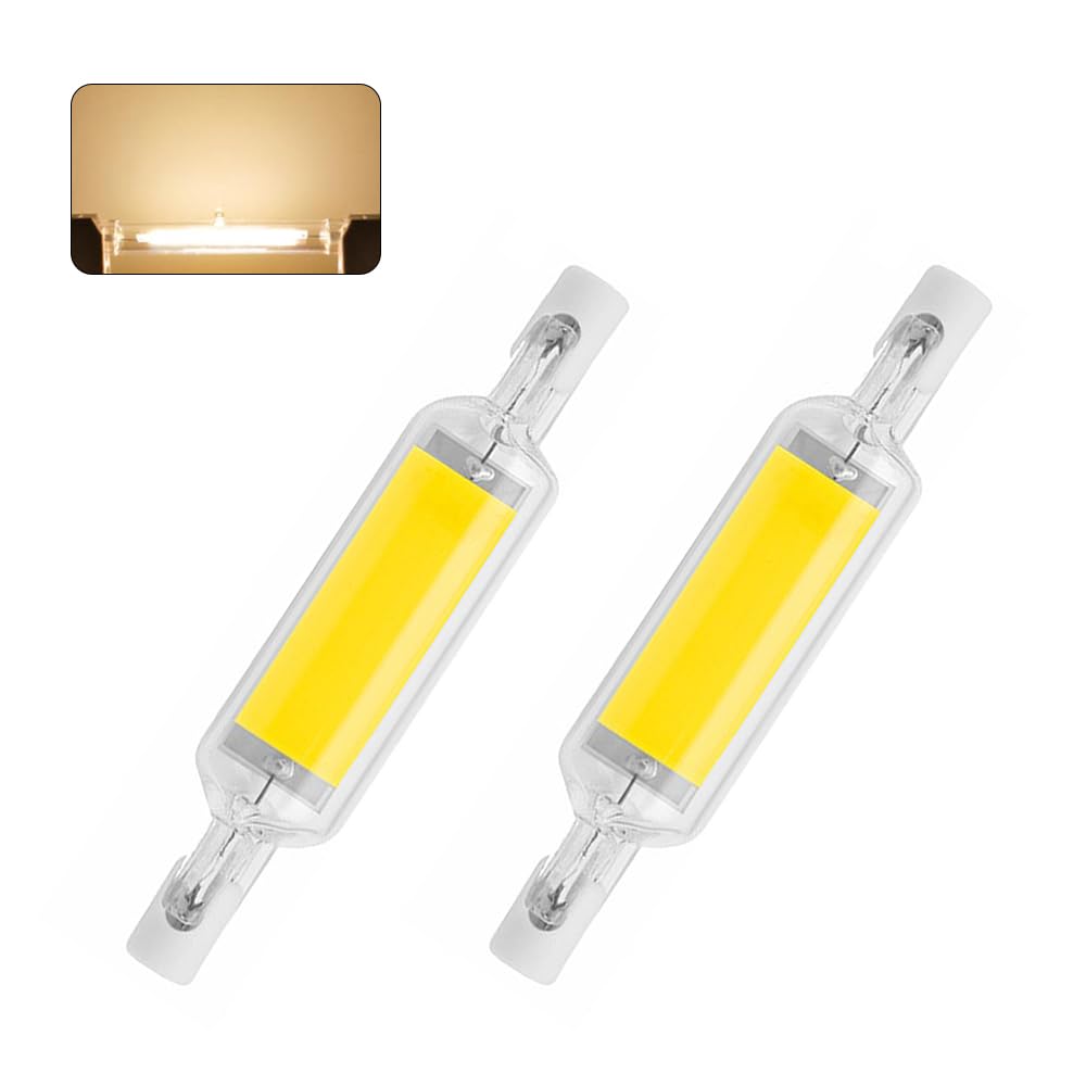NAVESO 2Pcs R7S LED Bulb 78mm 10W Dimmable, COB Double Ended Reflector Linear Lamp, Warm White 2700-3000k, 360 Beam Angle